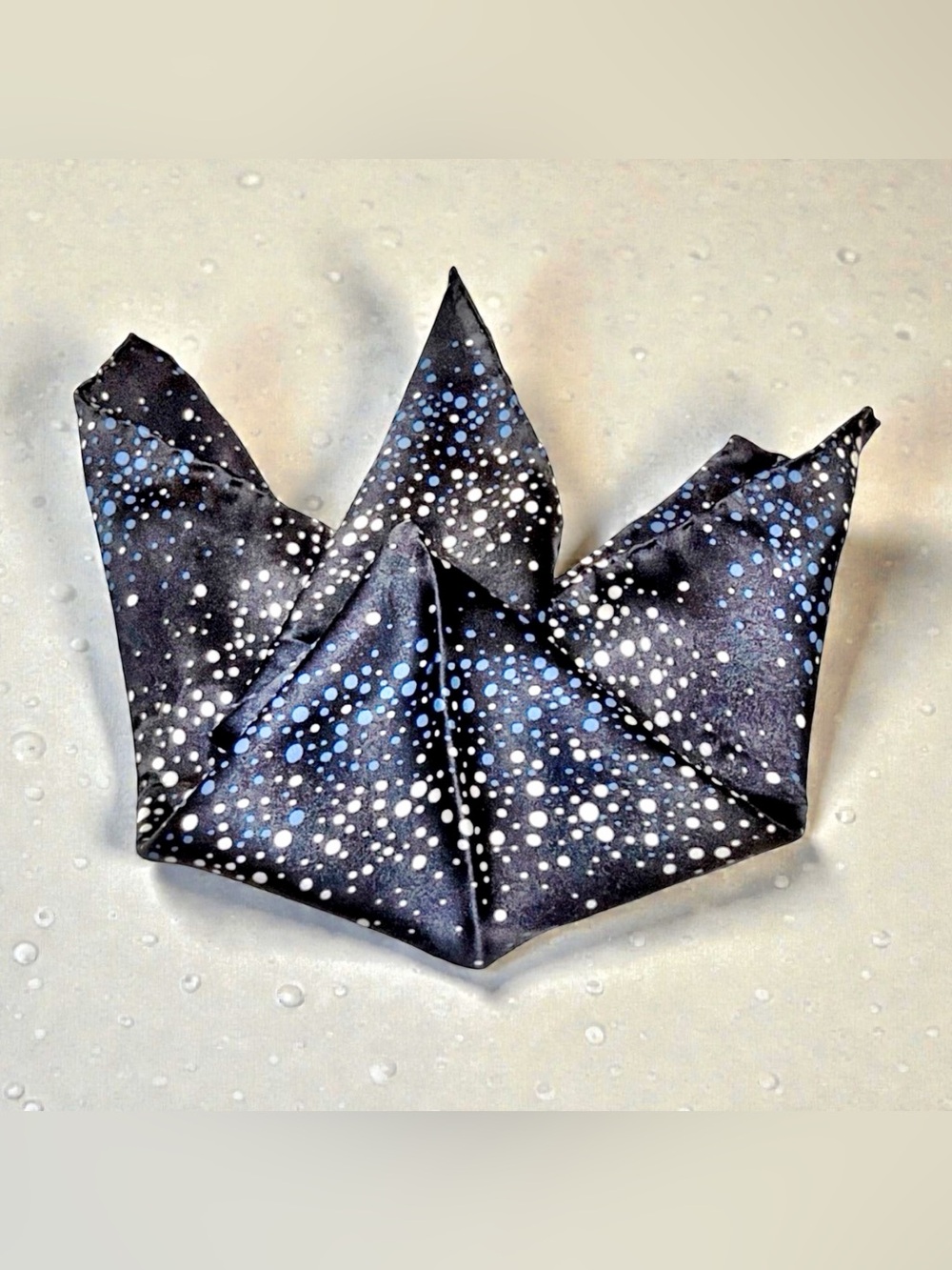 Bijan 100% Silk Pocket Square | Galaxy Pattern | Designer Crest | 13" x 13”